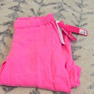 Lilly Pulitzer Deri Lagoon Linen Palazzo Pants in Aura Pink Size M